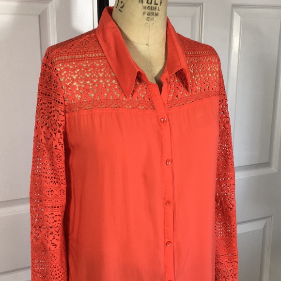 NWT Flowing Blouse with Lace sleeves/trim - Picture 2 of 11